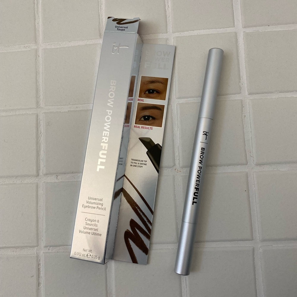 NIB IT Cosmetics Brow PowerFULL Universal Volumizing Eyebrow Pencil - Uni Taupe